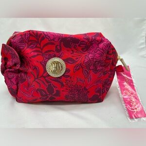 Lilly Pulitzer Pippa Cosmetic Pouch Amaryllis Red Secret Hideway #013872 NEW